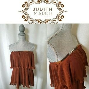 Judith March Strapless Tiered Accordion Top Sz M